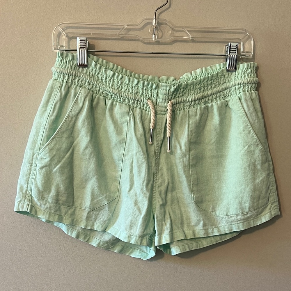 Mint Green Women's Linen Shorts